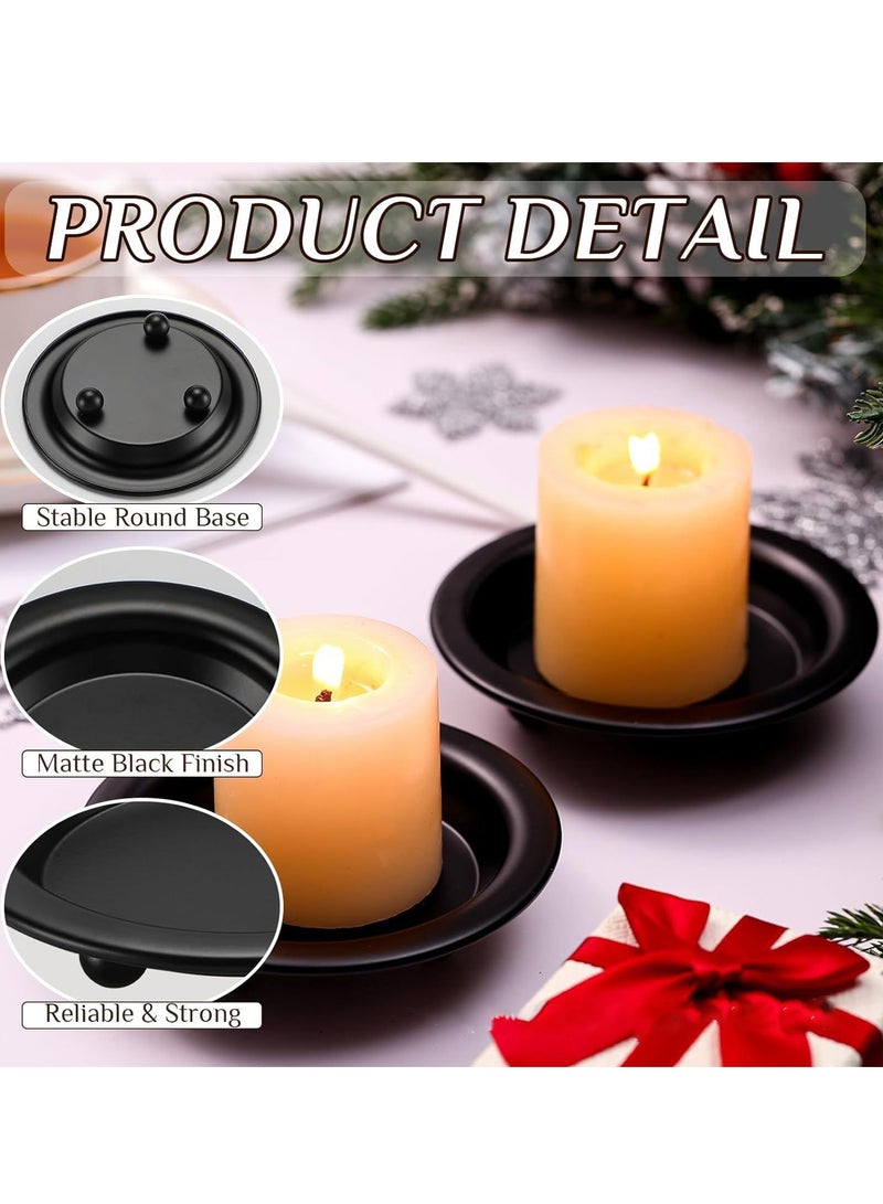 Black Round Aromatherapy Candle Tray – 4-Piece Set Decorative Iron Candle Holder for Home Decor, Centerpiece, and Tabletop Display | Candle Plate for Wax Melts, Tea Lights, and Pillar Candles  - Image 3