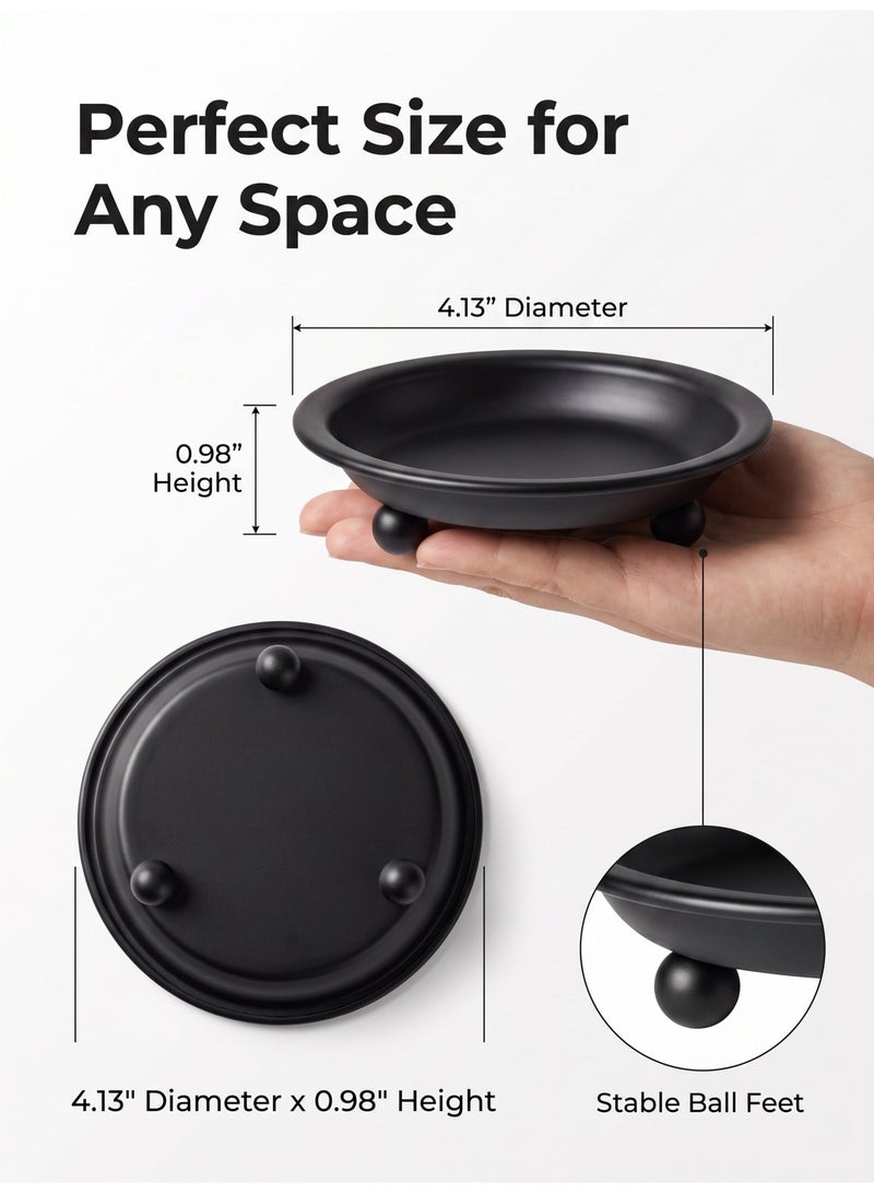 Matte Black Iron Candle Plate, set of 4, Metal Saucer Style Candle Holder for Pillar/Scented/Flameless/Ball Candles, Decorative Candle Stand for Table Centerpiece - Image 4