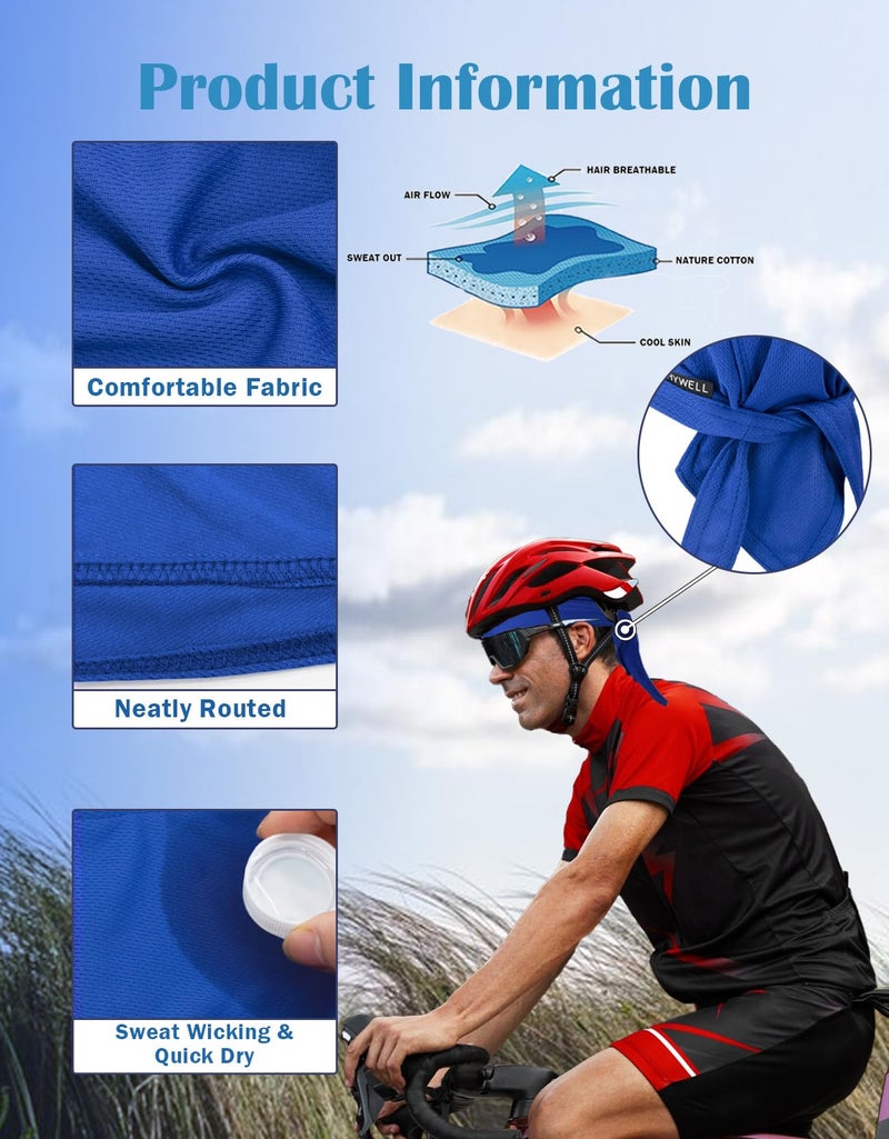 JHYWELL Sweat Wicking Doo Rags Beanie Cap Adjustable Summer Head Wrap Cooling Dew Rags Large Do Rag Hat Helmet Liner for Men and Women (Black, White, Blue, Grey) - Image 4
