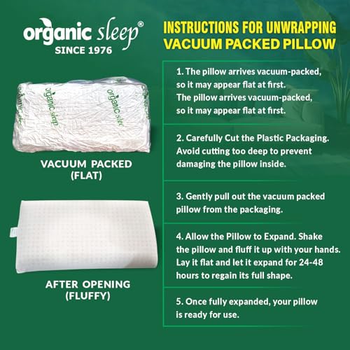 ORGANIC SLEEP Standard Pincore Pillow, 100% Natural Latex, Size 27x15x5 Inch, Pack of 2 with 100% Natural Cotton Cover, Pincore Technology & Bounce Back Property, Breathable, Supportive, Density 45 - Image 3