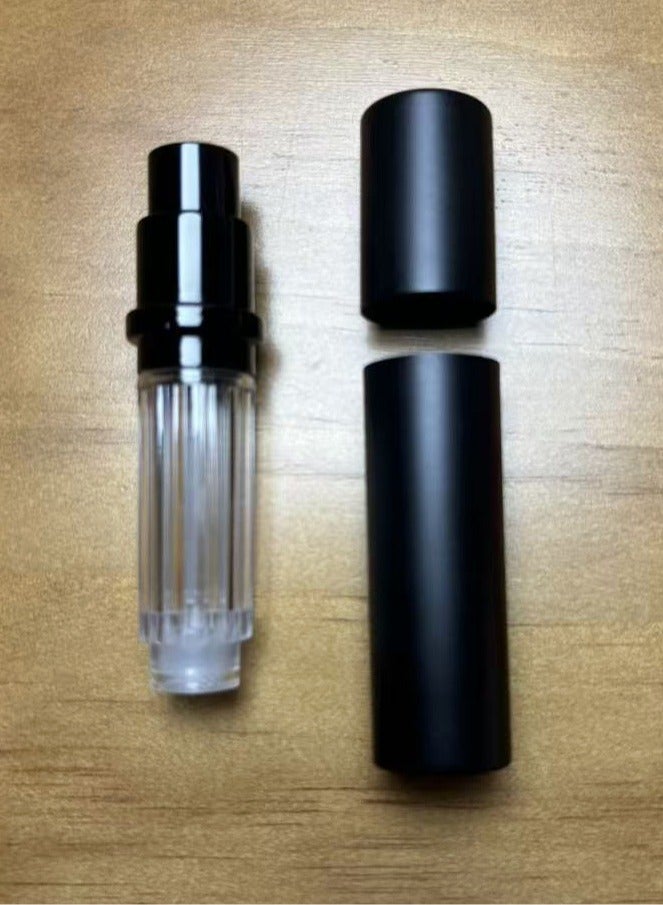 هَيْلة الرخام زجاجة عطر ( 5 مل ) ، ميني زجاجة ماء تواليت فارغة ، مع حقيبة جلدية فاخرة ، ومناسبة للسفر والعمل من الرجال والنساء ( أسود ) - Image 1