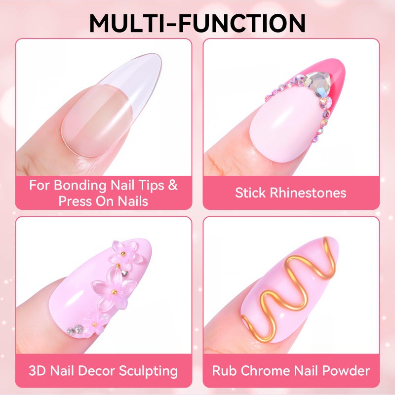 Makartt Solid Nail Glue Gel for Press on Nails: Strong Gel Nail Glue for Fake Nails, Long Lasting Clear Hard 3D Sculpting Gels for DIY Home and Salon Use 15ML UV Light Cured - Image 4