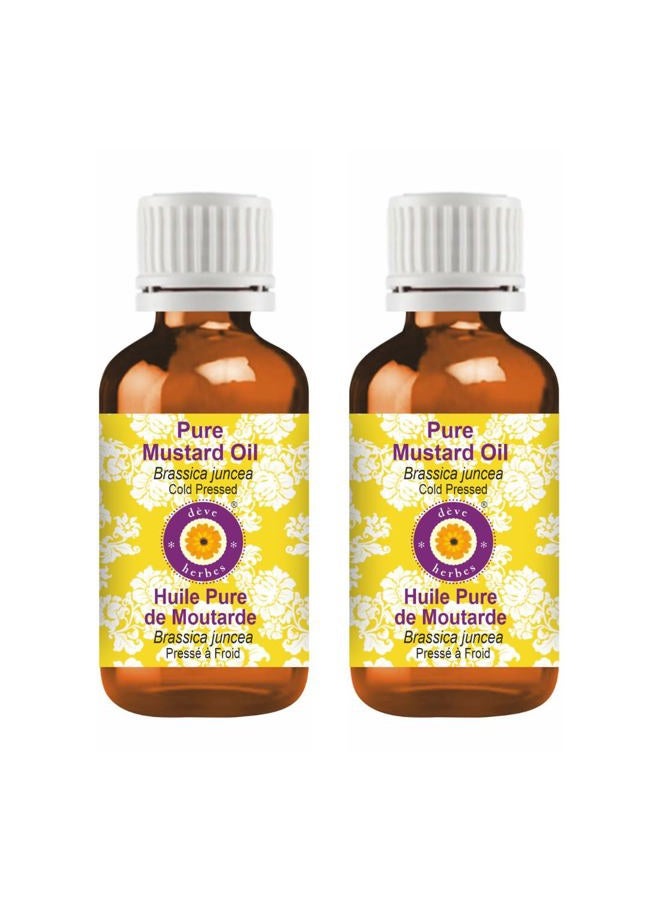 Deve Herbes Pure Mustard Oil (Brassica juncea) Cold Pressed (Pack of Two) 100ml X 2 (6.76) - Image 1