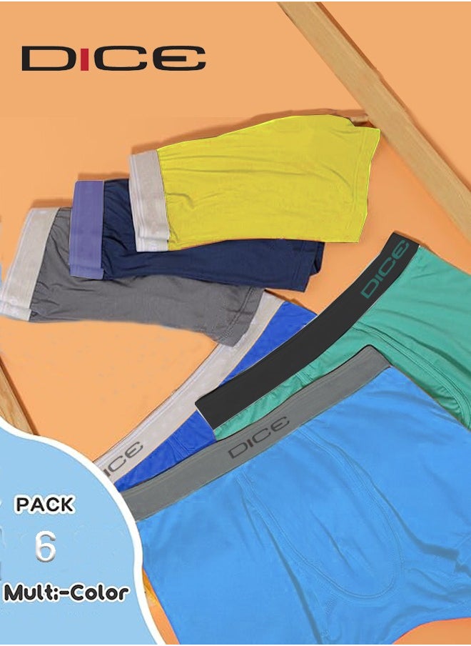 DICE - A set of plain boys' boxer shorts, 6 pieces, comfortable cotton - Image 1
