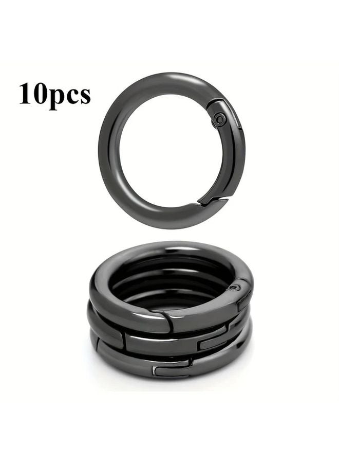 10 Pack Gun Black Spring Loaded Carabiner Clips Keychain Rings Replacement Buckles - Image 1