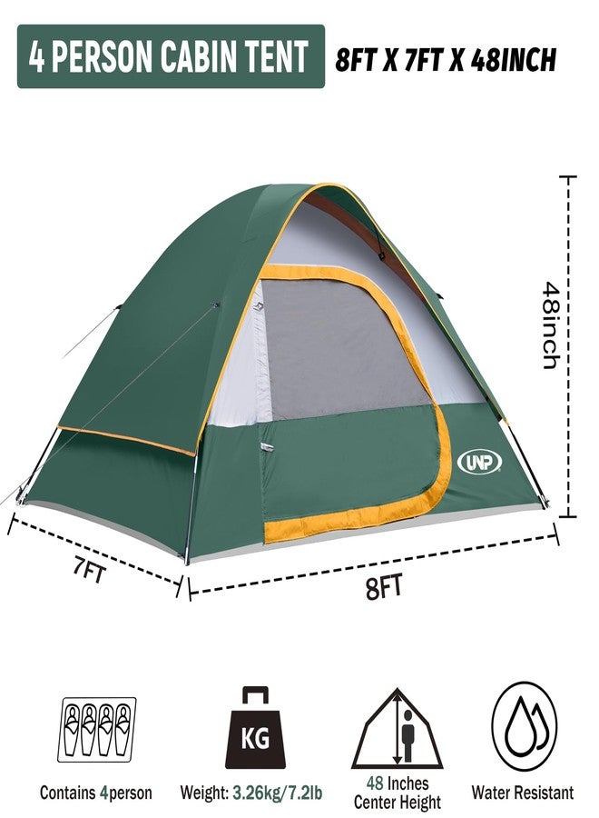 unp Camping Tent 4 Person, Waterproof Windproof Tent with Rainfly Easy Set up-Portable Dome Tents for Camping (Dark Green) - Image 3