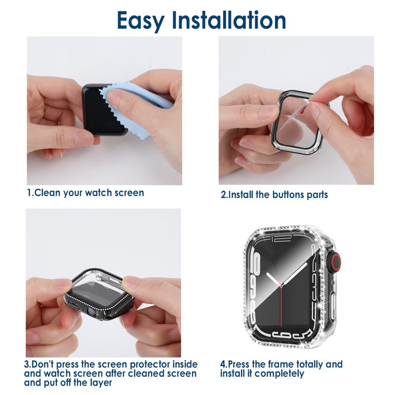 Simpeak 5 Pack Bling Screen Protector Case Compatible with Apple Watch 38mm 42mm 40mm 44mm 41mm 45mm Series 10 42mm 46mm, Protector Case Replacement for iWatch Series 10 9 8 7 6 5 4 3 2 1 Ultra 1 2 (45mm) - Image 5