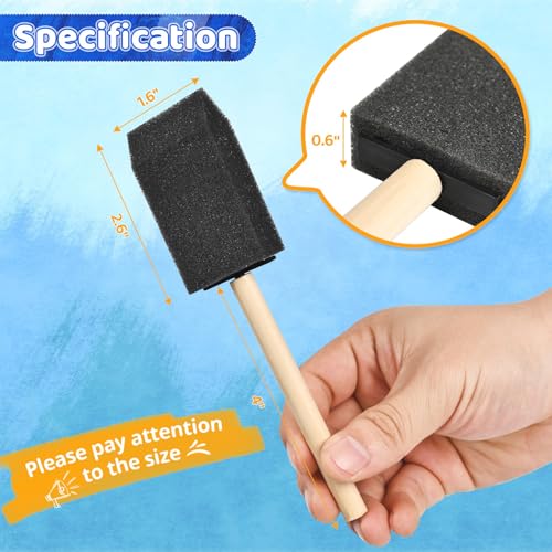 HyozorGo Foam Paint Brushes, 1.6 Inch, 8 Count, Sponge Paint Brush, Foam Brushes for Painting & Staining, Craft & Art Paint Sponges - Image 5