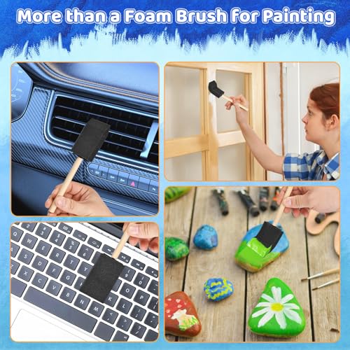 HyozorGo Foam Paint Brushes, 1.6 Inch, 8 Count, Sponge Paint Brush, Foam Brushes for Painting & Staining, Craft & Art Paint Sponges - Image 3