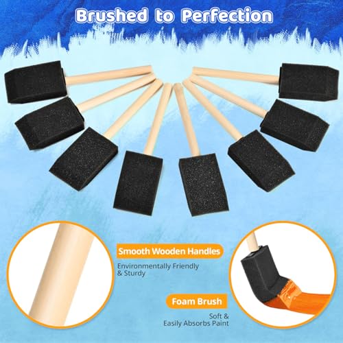 HyozorGo Foam Paint Brushes, 1.6 Inch, 8 Count, Sponge Paint Brush, Foam Brushes for Painting & Staining, Craft & Art Paint Sponges - Image 4