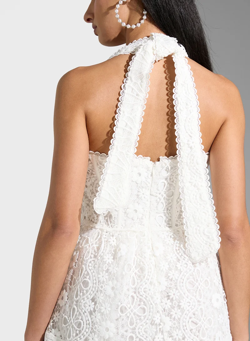 True Decadence Lace Halter Maxi Dress