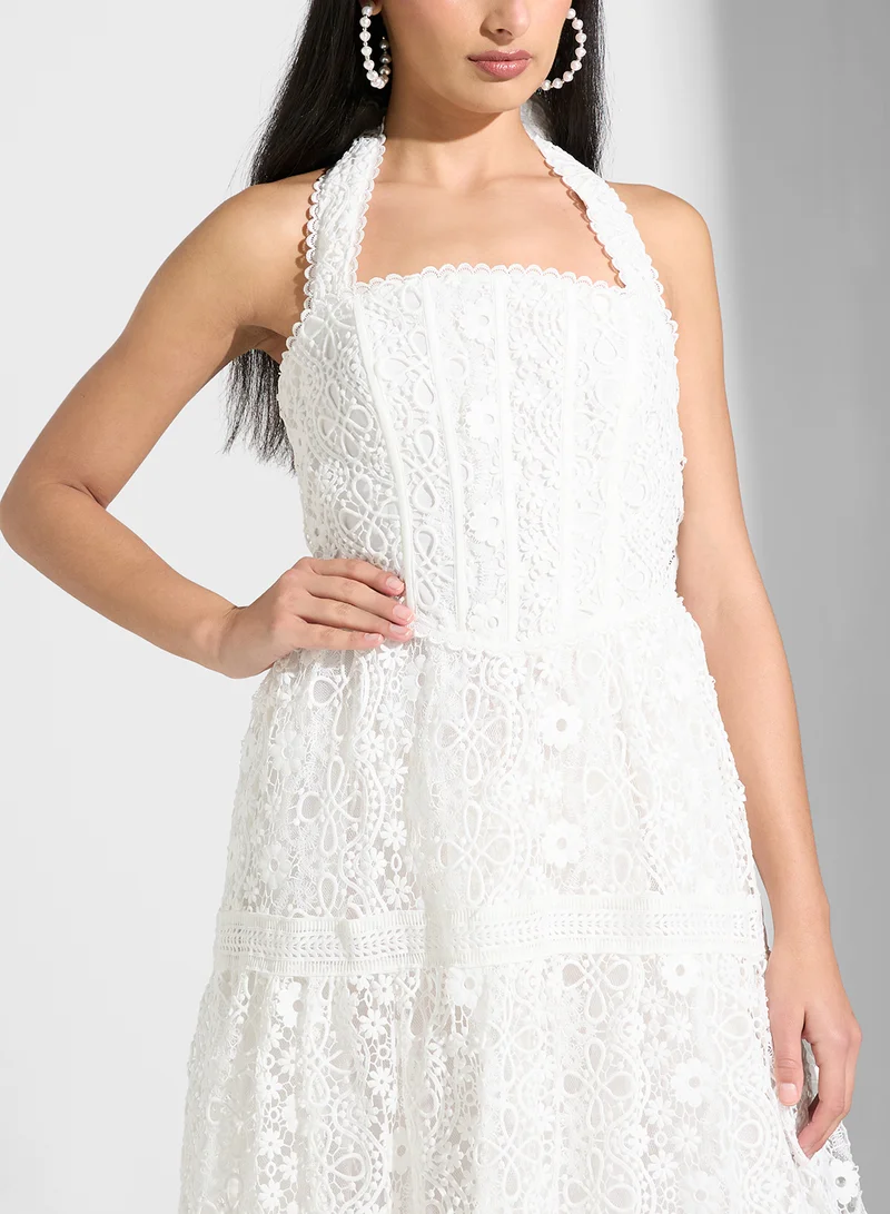 True Decadence Lace Halter Maxi Dress