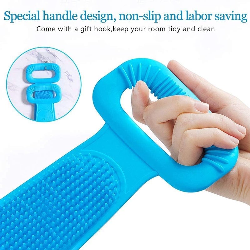 Kayru Silicone Body Back Scrubber Double Side Bathing Brush for Skin Deep Cleaning Massage, Dead Skin Removal Exfoliating Belt for Shower, Easy to Clean for Men & Women - Image 2