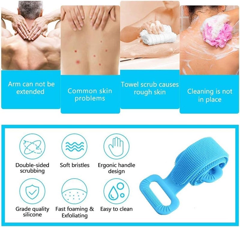 Kayru Silicone Body Back Scrubber Double Side Bathing Brush for Skin Deep Cleaning Massage, Dead Skin Removal Exfoliating Belt for Shower, Easy to Clean for Men & Women - Image 5