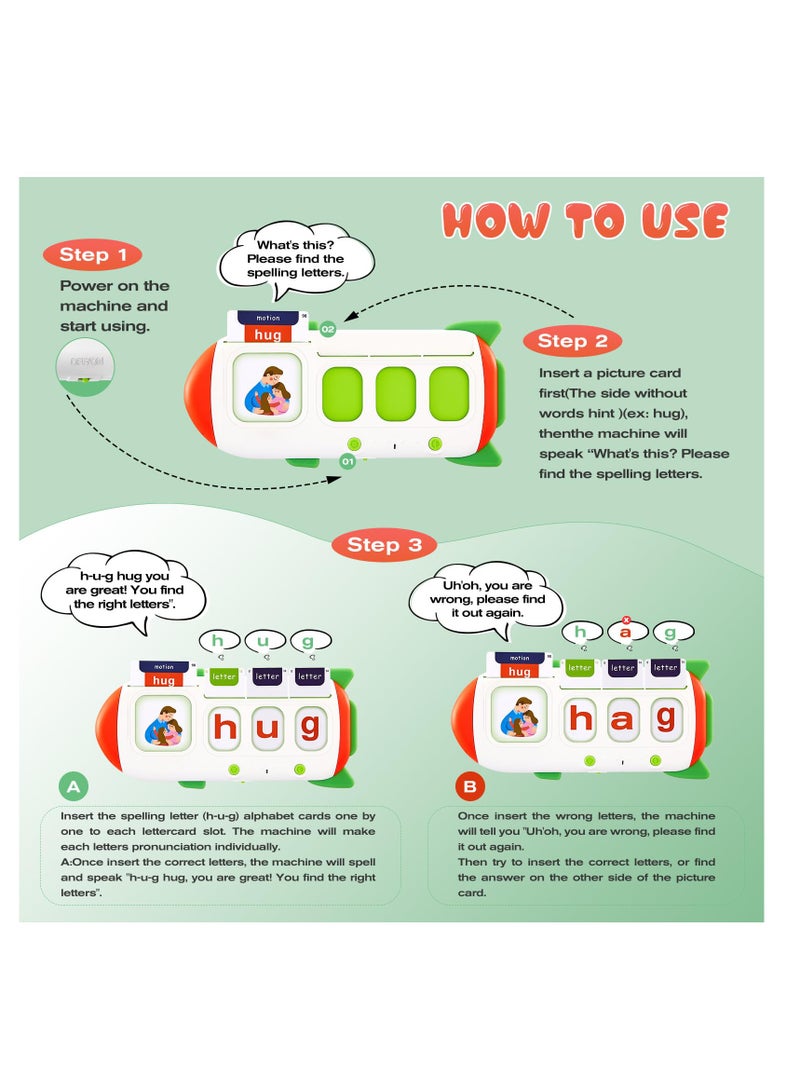 Excefore Talking Flash Cards, Learning Toys with Match and Spell Games, 220 Sight Words Flash Cards Kindergarten, Educational Learning Interactive Toy for Boys Girls, Montessori Toys for 3-6 Years - Image 4