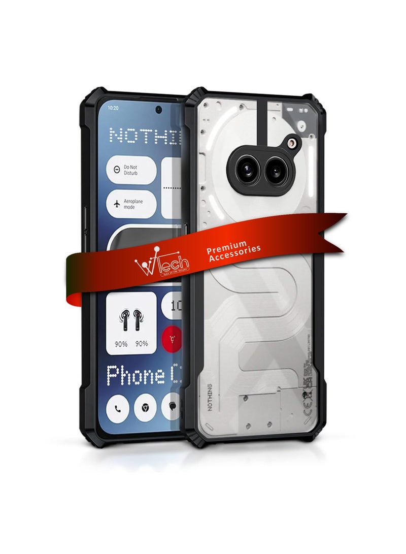 Wtech Nothing Phone (2a) 5G 2024 / Nothing Phone (2a) Plus 5G 2024 Luxury Airbag Bumper Shockproof Shell Transparent Acrylic With Camera Lens Protection Case Cover - Clear/Black  - Image 1
