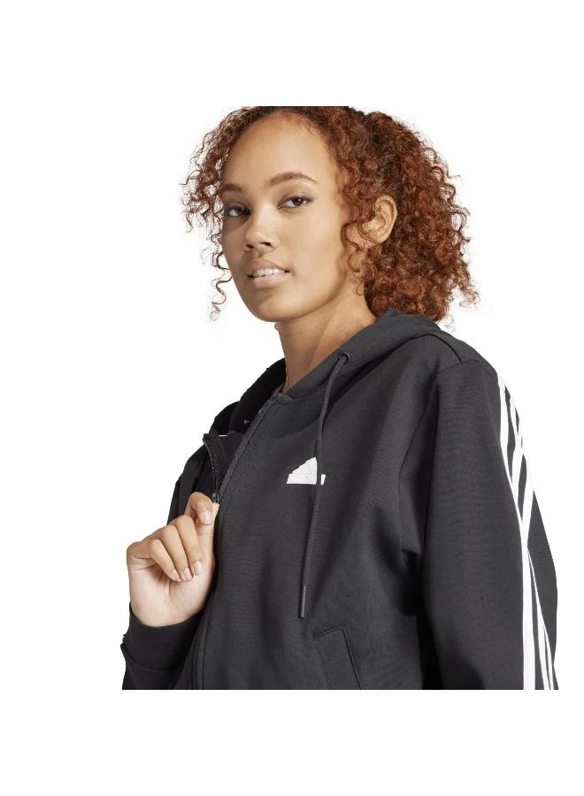 Adidas W Fi 3S Fz Hd Black Training Track Tops For Women Xs
