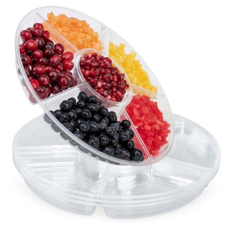R-kay Rkay 4 Pack 6 Sectional Clear Plastic Serving Trays For Party Heavy Duty Party Trays For Serving Food 12 Inch Trays And Platters Veggie Tray PlatterDivided Serving Tray - Image 2