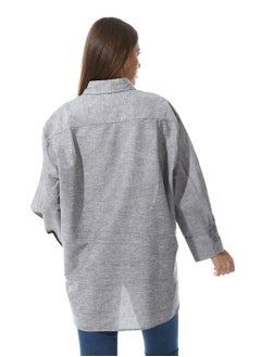 Andora Solid Grey Long Sleeves Buttoned Basic Shirt  - Image 3