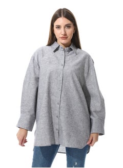 Andora Solid Grey Long Sleeves Buttoned Basic Shirt  - Image 1