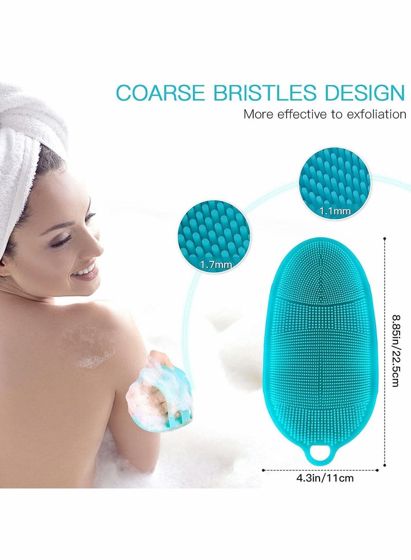 Silicone Body Scrubber Brush Glove for Exfoliating Wet or Dry Skin Wash Bath Shower Tool, with Super Soft Manual Facial Cleansing (Blue) - Image 5