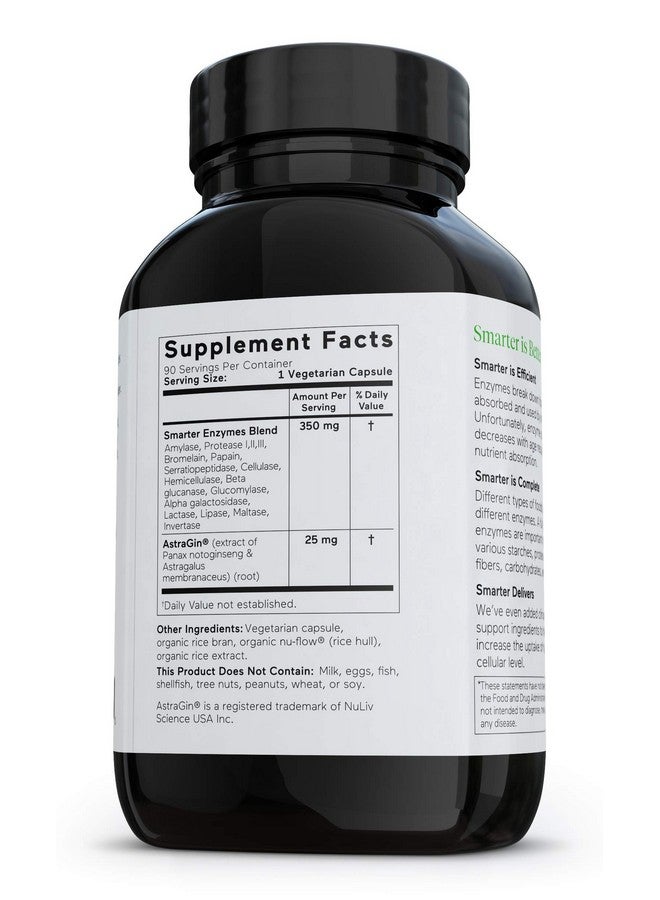SMARTERNUTRITION Smarter Nutrition Enzymes Daily Digestive Aids With 16 Different Natural Enzymes Nutrient Absorption Aid W Bromelain Papain Lactase Astragin (1Month Supply 90 Capsules) - Image 4