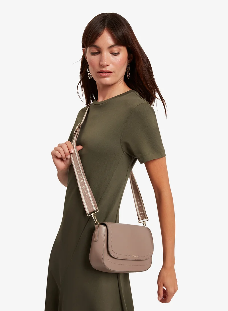 Ted Baker Webbing Leather Flapover Crossbody Bag
