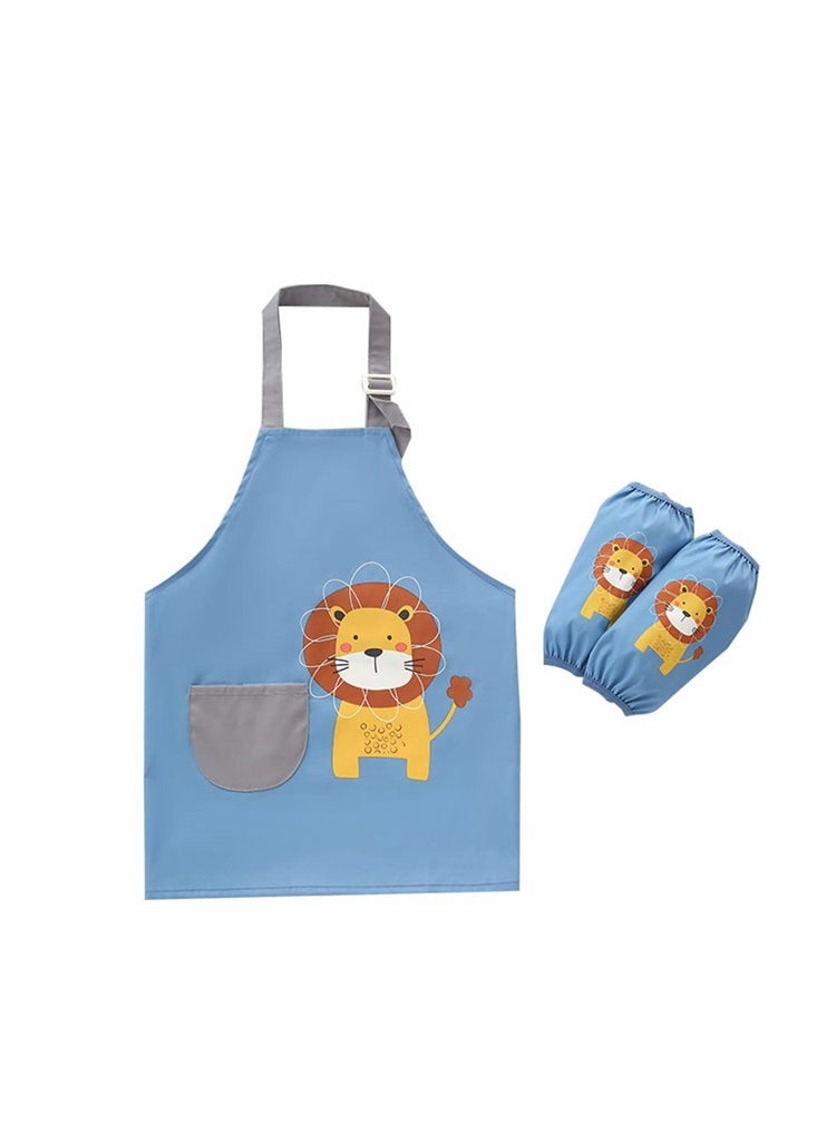 SYOSI Kids Toddler Painting Apron Set with Pocket and 2 Sleeves Adjustable Waterproof Children Artist Apron for Age 3 - 6 Years Boy and Girl for Craft Water Play Eating Cooking Drawing  - Image 1