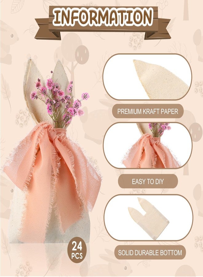 Affrolling 24 Set Easter Bunny Party Favor Bags Easter Burlap Gift Bag with Pastel Bow Ribbon and Artificial Flowers Rabbit Ears Treat Basket Stuffers Bulk for Kids Goodie Candy Hunt Stuffer Birthday - Image 3