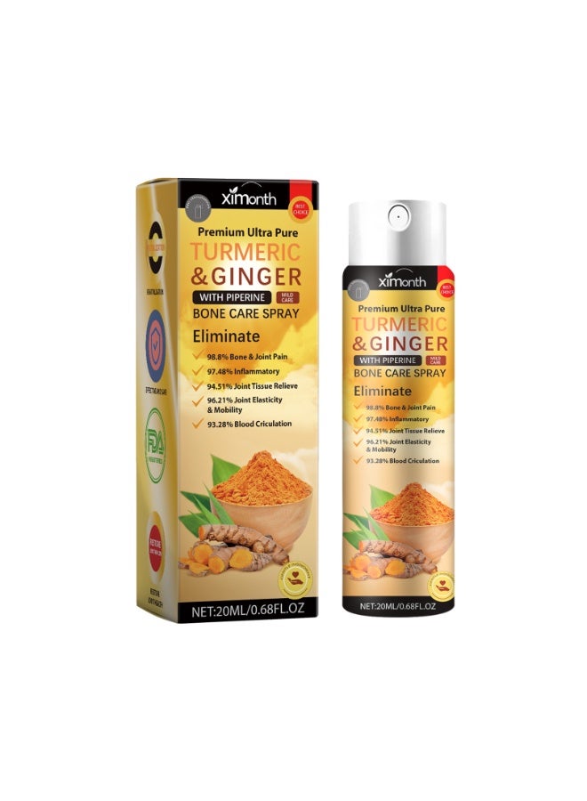 Ximonth Turmeric & Ginger Bone Care Spray, Premium Ultra Pure Formula with Piperine, 20ml, Mild Care Spray, Convenient Application, Portable Size, Suitable for Everyday Personal Care and Travel - Image 2