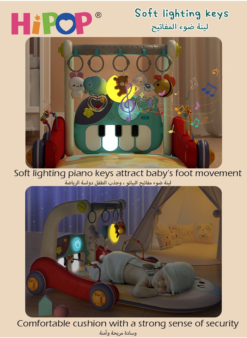 HIPOP - 2 In 1 Baby Gym Play Mats,Baby Toys Kick and Play Piano Gym Activity Center For Infants,Baby Walker Fitness Rack - Image 1