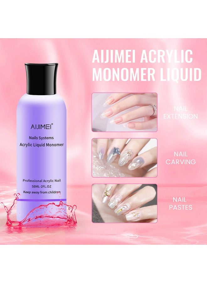 ايجيمي مجموعة مونومر أكريليك سائل من AIJIMEI، 2 أونصة سائلة، نظام أظافر أكريليك سائل، أدوات مانيكير مونومر أكريليك مع منظف فرشاة أظافر 1.4 أونصة سائلة وفرشاة أظافر أكريليك  - Image 2