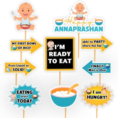 Suruchi Strokes Annaprashan Theme Cake Topper | First Rice Ceremony Cake Decoration Set For Baby Boy Rice Feeding Ceremony Party - Image 5