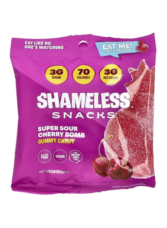Shameless Snacks Shameless Snacks, Gummy Candy, Super Sour Cherry Bomb, 6 Bags, 1.8 oz (50 g) Each  - Image 3