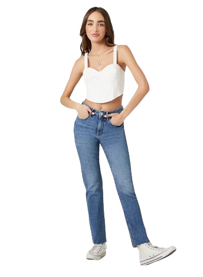FOREVER 21 جينز مستقيم من الدنيم المطاطي  - Image 1