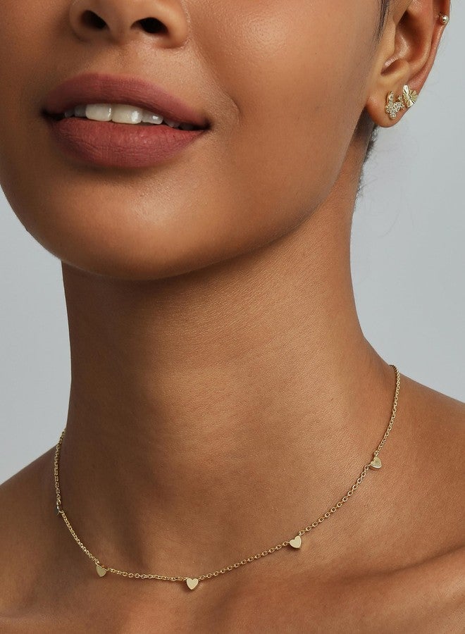 بافوا قلادات بافوي مطلية بالذهب الأصفر عيار 14 قيراطًا على شكل قلب للنساء - قلادة ذهبية رقيقة على شكل سلسلة قلب - قلادات صغيرة عصرية من مجوهرات الحب - Image 3