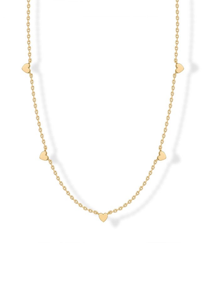 بافوا قلادات بافوي مطلية بالذهب الأصفر عيار 14 قيراطًا على شكل قلب للنساء - قلادة ذهبية رقيقة على شكل سلسلة قلب - قلادات صغيرة عصرية من مجوهرات الحب - Image 1