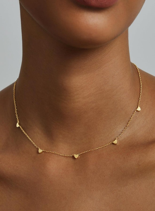 بافوا قلادات بافوي مطلية بالذهب الأصفر عيار 14 قيراطًا على شكل قلب للنساء - قلادة ذهبية رقيقة على شكل سلسلة قلب - قلادات صغيرة عصرية من مجوهرات الحب - Image 2