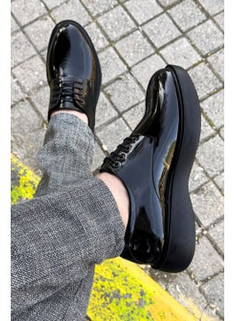 Big King Black Patent Leather Thick Sole Men's Classic Shoes  - Image 2