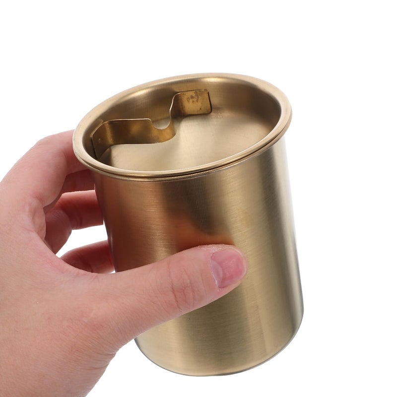 Artibetter Stainless Steel Portable Smokeless Ashtray With Lid For Camping Garden Office Silver - Image 5