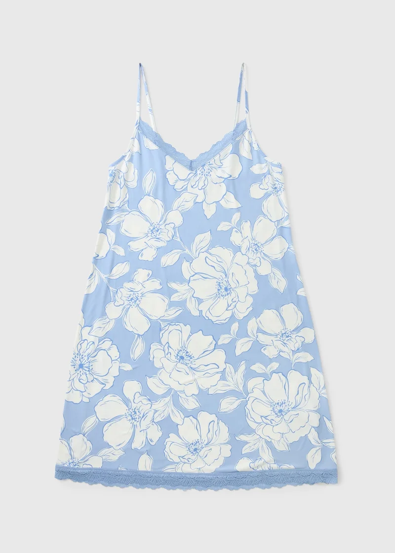 ماتلان Blue Floral Soft Touch Chemise Nightie