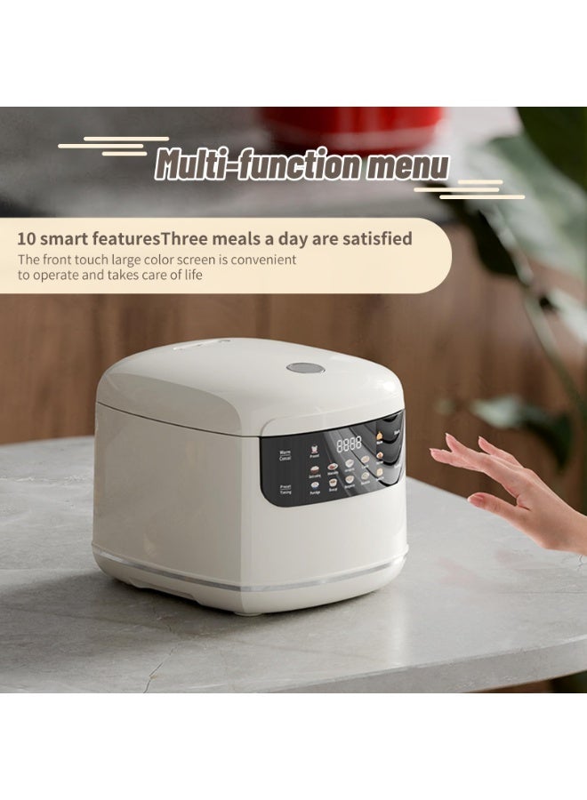 INFOSUN Rice Cooker, 2L Home Intelligence Multi Functional Steaming and Cooking Integration Rice Cooker, 24h Dealy Start, Suitable for 2-3 People, Steamer Tray, Measuring Cups&Spoon (White) - Image 5