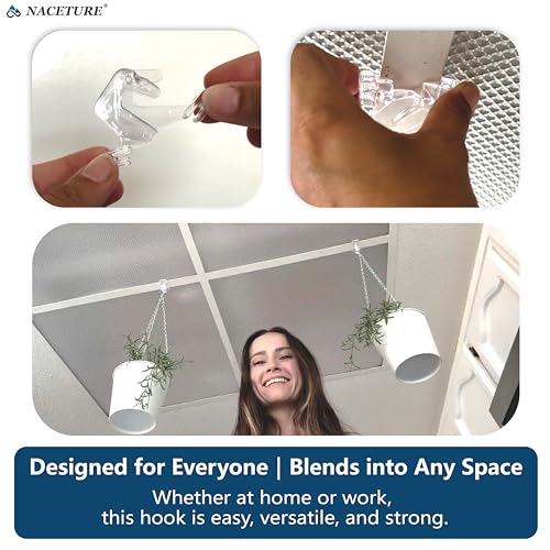 NACETURE Clear Drop Ceiling Hooks Classroom Decorations - 50 Pack Polycarbonate Ceiling Hanger Hooks for Hanging Track Clip on Suspended Ceiling Tile Grid for Office Home Stores Decorations - Image 2