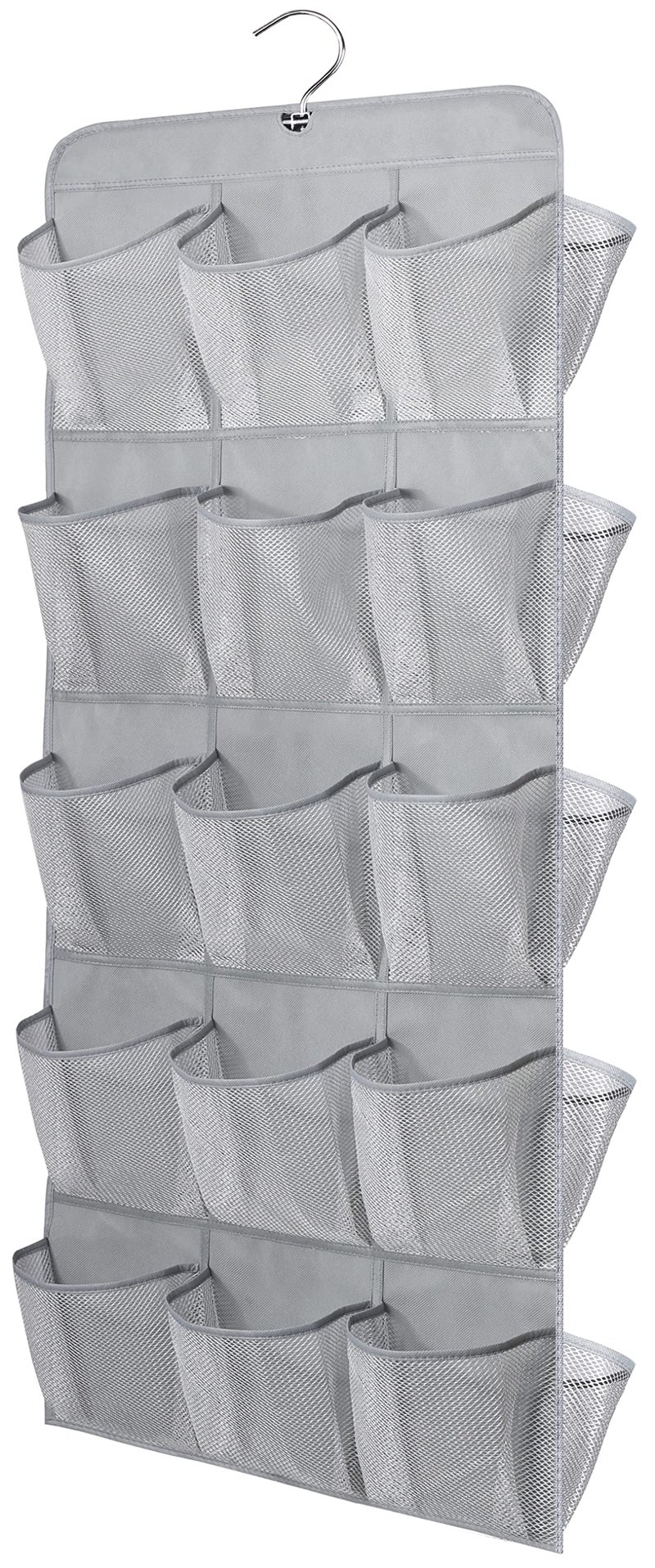 MISSLO 30 Large Pockets Dual Sided Hanging Shoe Organizer for Closet with Rotating Hanger Hanging Shoe Shelves Grey