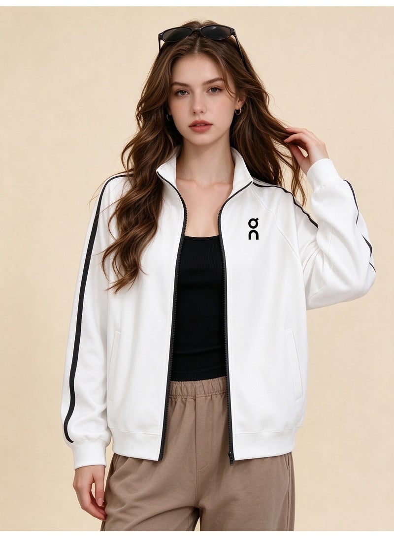 On Running Unisex Stand-Up Collar Zipper Jacket, White - Image 4