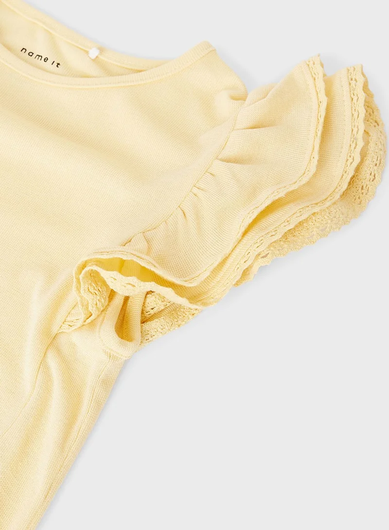 NAME IT Kids Lace Sleeve Trim Top