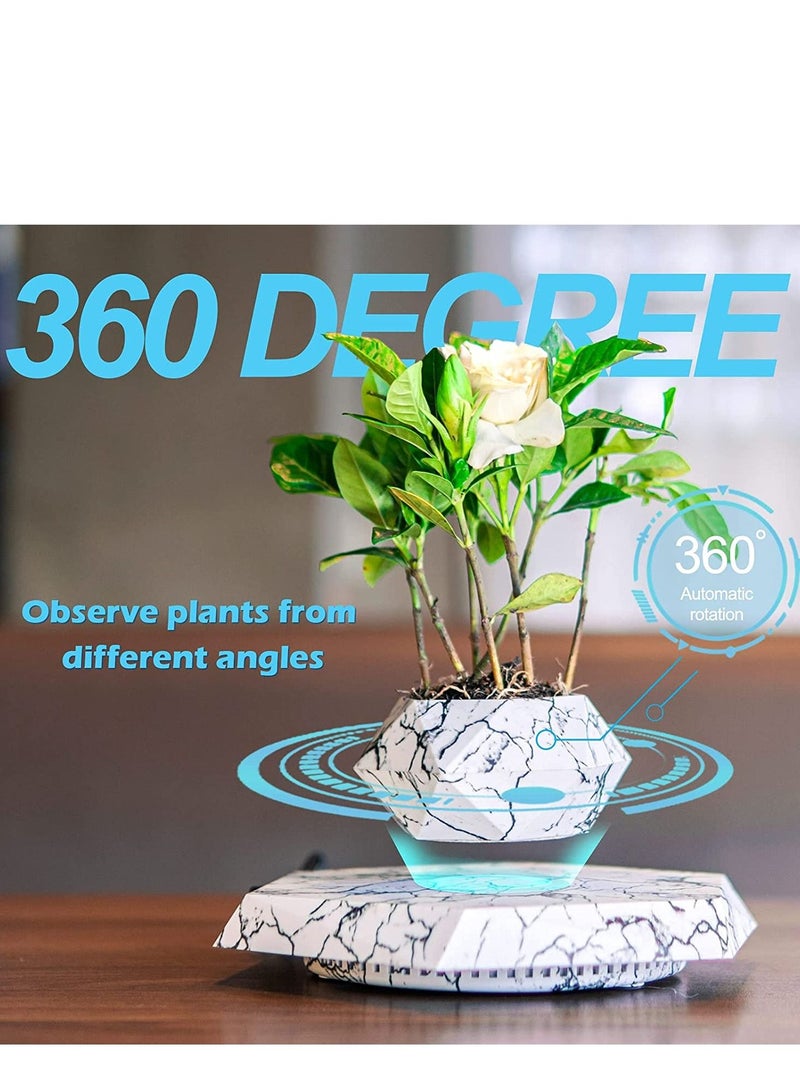 Generic Floating Flower Pot Levitating Rotating Air Bonsai Plant Vase Marble  - Image 3