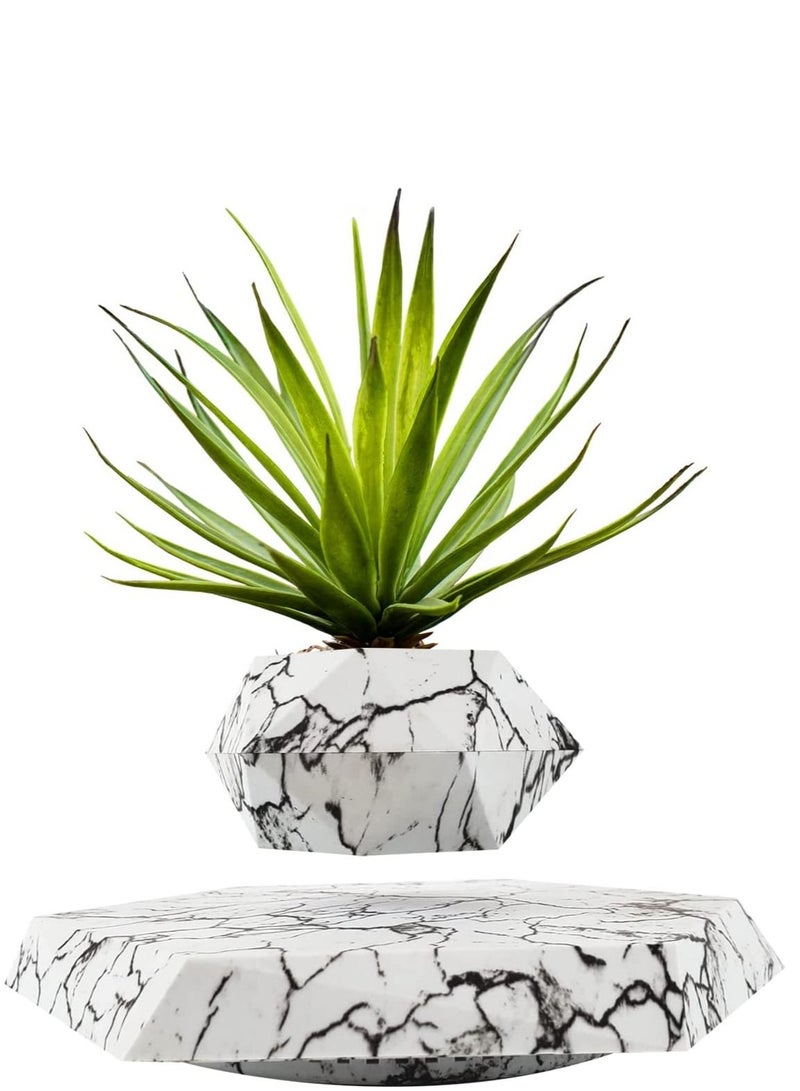 Generic Floating Flower Pot Levitating Rotating Air Bonsai Plant Vase Marble  - Image 2