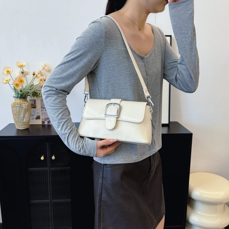 Fashion Joker Solid Color Small Square Bag Style Popular Elegant Simple Shoulder Crossbody Bag Underarm Bag - Image 3