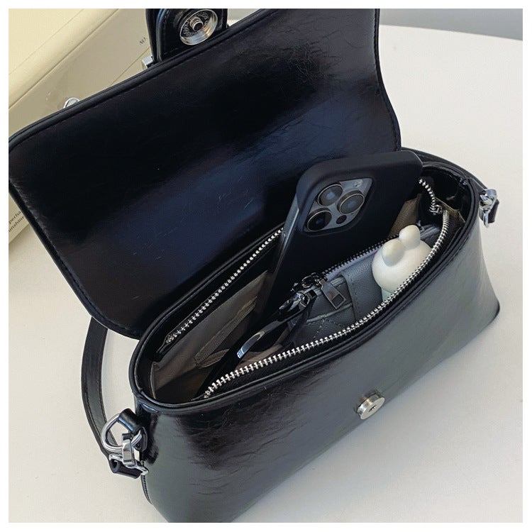 Fashion Joker Solid Color Small Square Bag Style Popular Elegant Simple Shoulder Crossbody Bag Underarm Bag - Image 5